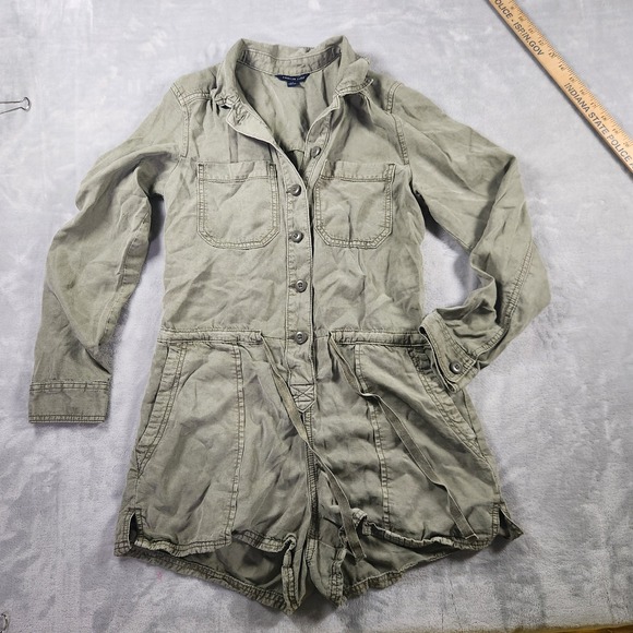 American Eagle Women's Romper  Military Style Khaki Green Drawstring Sz 0 - Picture 1 of 9